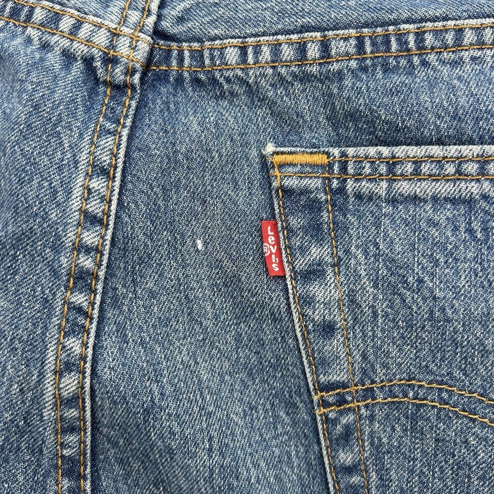 Levis 501 Original Button Fly Jeans Men 36x32 Straight Leg Blue Denim Irregular - Picture 10 of 16